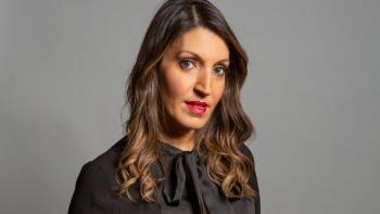 A woman looking at the camera