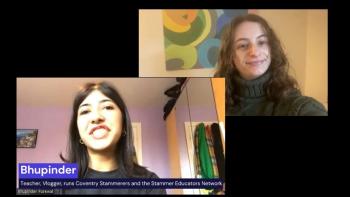 Two images of women on a video call
