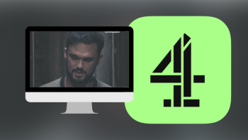 A TV screen featuring a man's face, next to a number 4