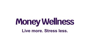 A logo saying 'Money Wellness' with the tagline 'Live more. Stress less'