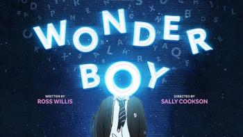 The words 'Wonder Boy', with the O in boy covering the head of an animated schoolboy