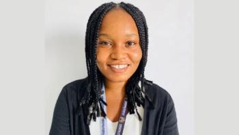 A woman smiling