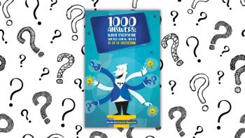 A book cover with an illustrated man with six arms, against a background of question marks in different styles