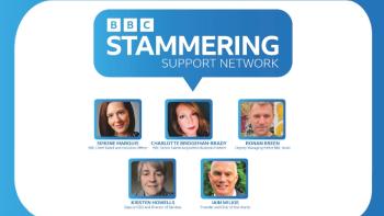 A speech bubble with 'BBC Stammering Support Network' in it