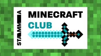 A logo saying ' STAMMA Minecraft Club', with a pixellated sword