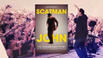 A book cover with a backdrop of an outdoor music concert, with a man on stage singing to the crowd