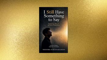 A book cover showing a man breathing gold