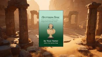 A book cover with a backdrop of ancient ruins