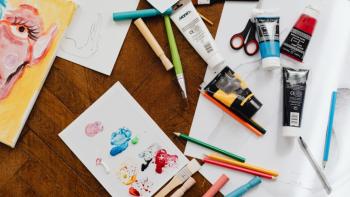 Arts and craft materials, including paper, paint, pencils, scissors and paintbrushes