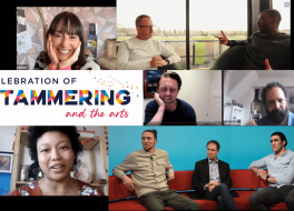 A montage of images showing people being interviewed in-person and over video call