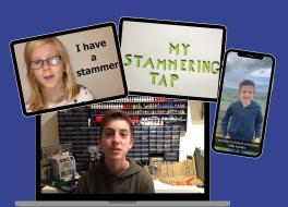 A montage featuring a selection of computer and mobile phone screens, showing children looking at the camera and smiling