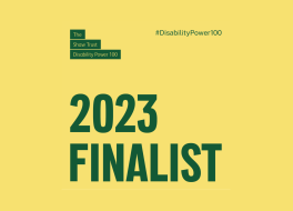Text saying '2023 Finalist', under more text saying 'The Shaw Trust Disability Power 100'