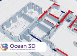 A 3D animated floorplan of a building