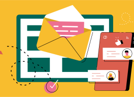 Illustration of a letter being sent to contacts in a planner