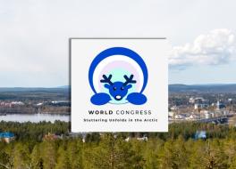 A logo featuring an illustrated reindeer on a scenic backdrop