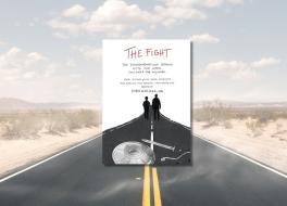 A book cover with a road behind it