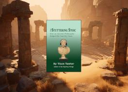 A book cover with a backdrop of ancient ruins