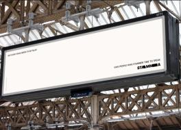 A billboard advertisement featuring a largely blank advert