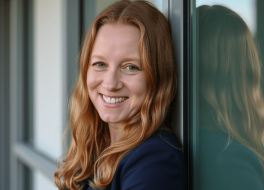 A woman smiling
