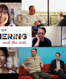 A montage of images showing people being interviewed in-person and over video call