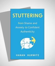 A book cover with 'Stuttering: from shame and anxiety to confidence authenticity' on it, 