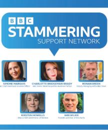 A speech bubble with 'BBC Stammering Support Network' in it