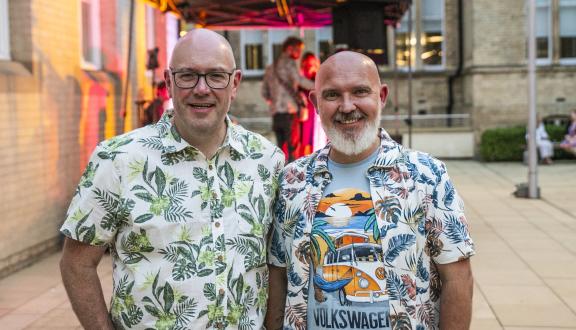 Two older men smiling at STAMMAFest 2024