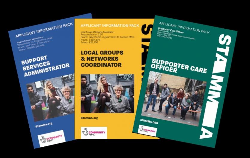 Vacancies: Apply for 3 new roles Front covers of job application packs