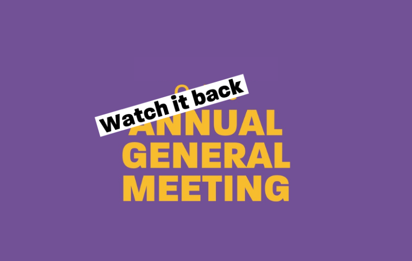 Watch back our AGM Text saying Annual General Meeting, watch it back