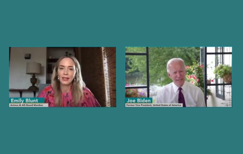 Emily Blunt & Joe Biden discuss stammering Video call between Emily Blunt and Joe Biden
