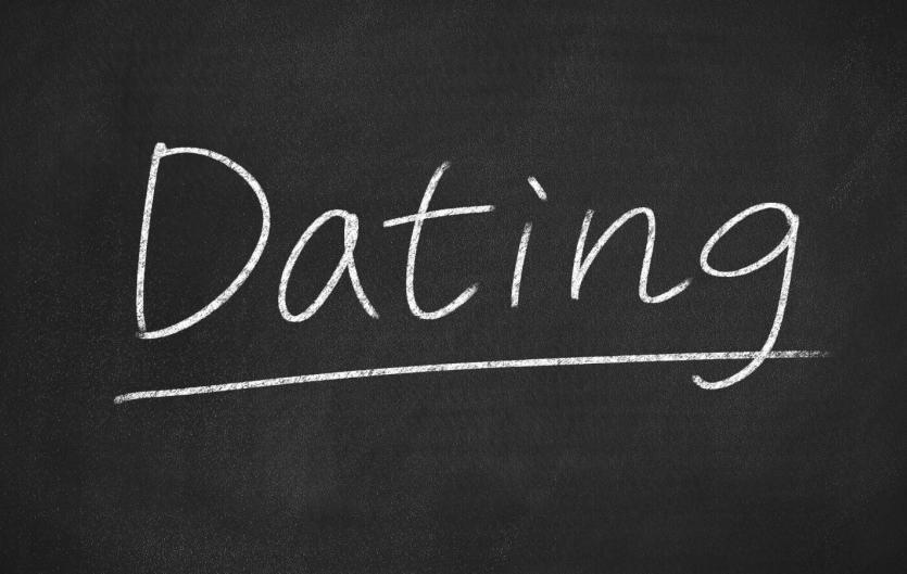 The word 'dating' written in chalk on a blackboard