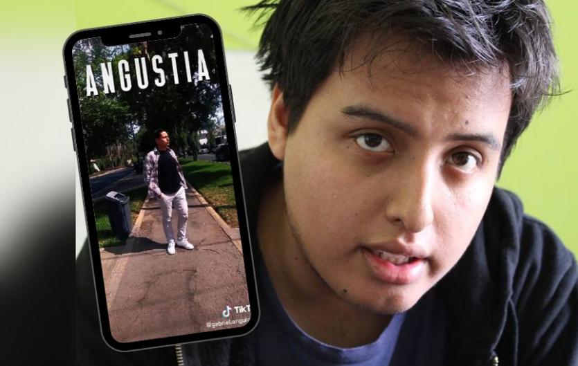 The value of stammering in filmmaking A close up of a man looking at the camera, with an insert image of a mobile phone screen