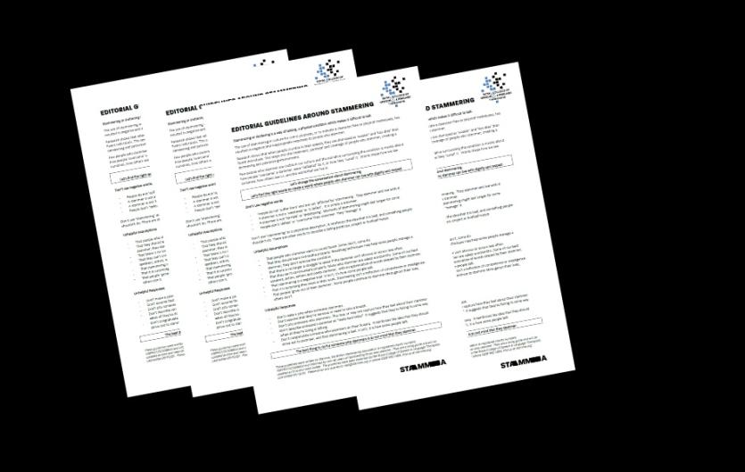Multiple images of our guidelines on talking about stammering