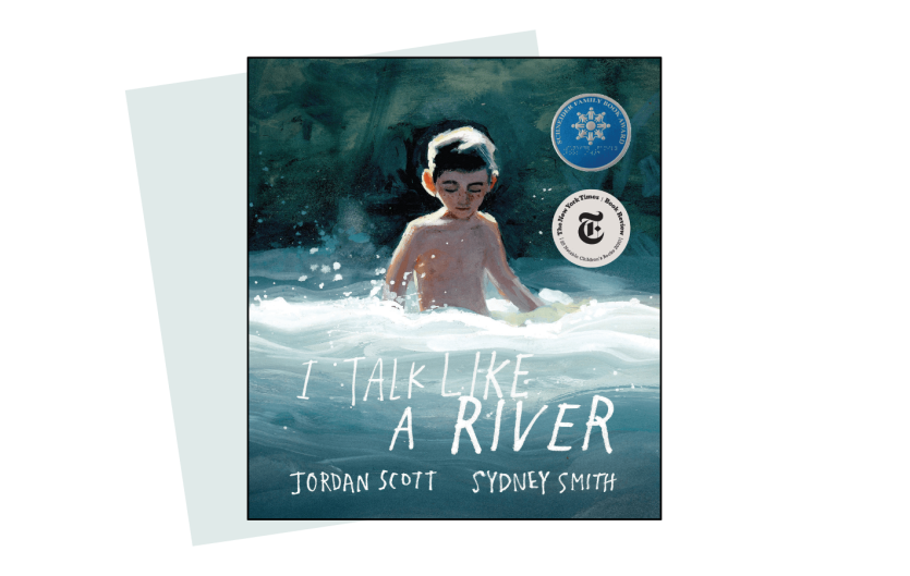 Book Review: I Talk Like A River The illustrated front cover of a book, of a boy in a river