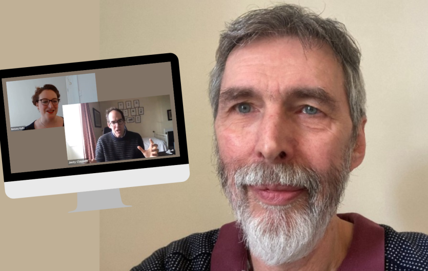 I want to learn more about 'Stammering Pride' The article's author Jack NIcholas with a computer screen insert