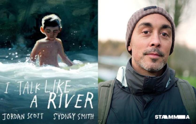 STAMMA Interviews Author Jordan Scott Two images, one of an illustrated children's book cover, the second of a man looking at the camera
