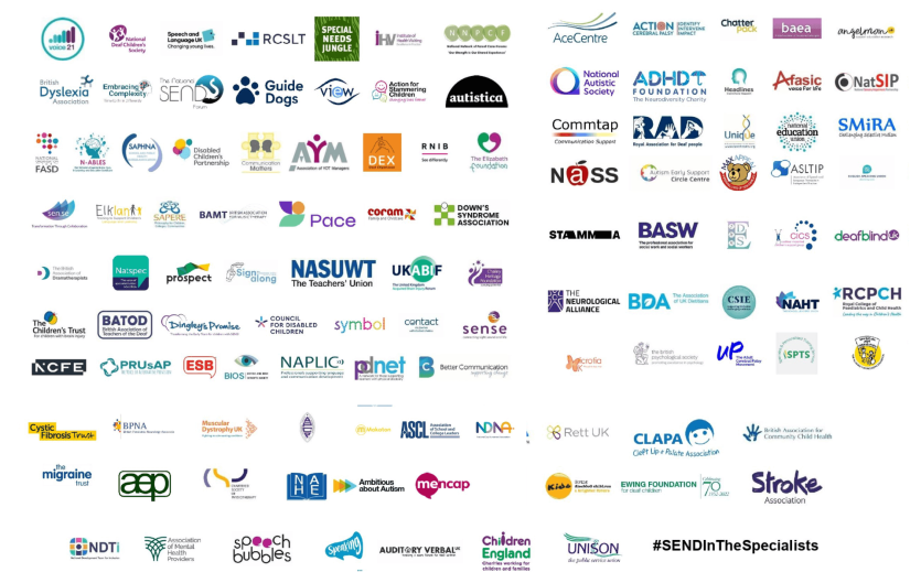 SEND in the specialists update A montage of many logos