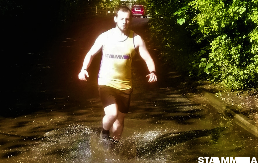 My stammering marathon The article's author, Michael Letheren, running outside in a STAMMA vest