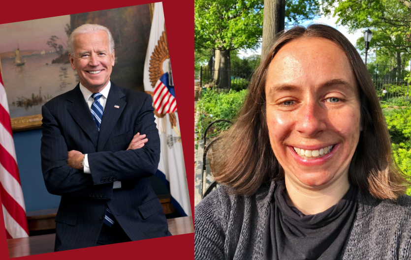 President Joe Biden, and the article's author, Michelle Paradies