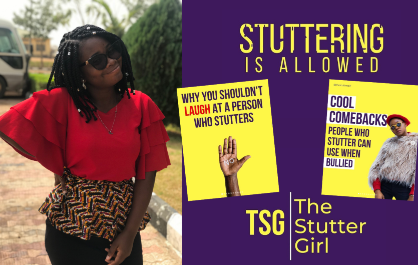 My Instagram account: The Stutter Giril The article's author, Naomi Ogoke, and a few of her Instagram posts