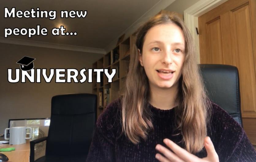Tash's Vlog: Meeting new people at university New vlogger Tash, looking at the camera on her computer