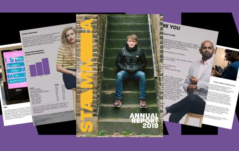 Montage of pages in the annual report 2019