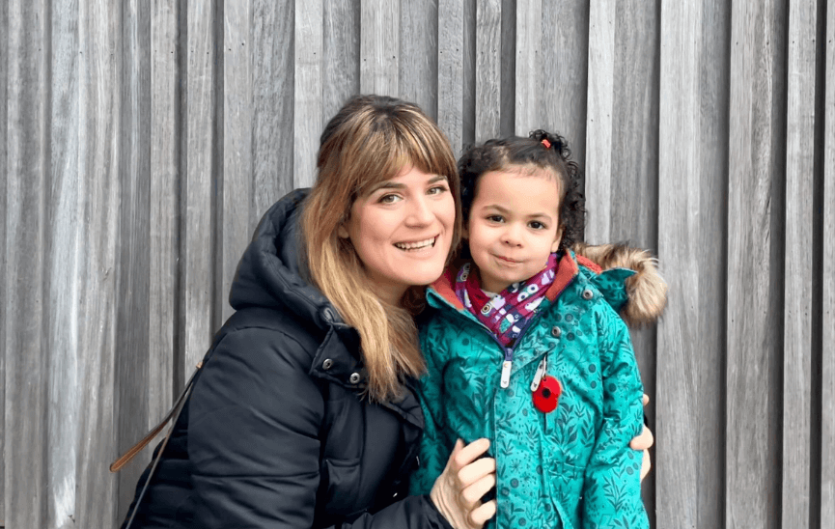 Lessons from a pre-schooler A mother and daughter looking at the camera and smiling
