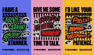 Three colourful posters