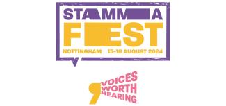 A logo saying 'STAMMAFest Voices worth hearing'