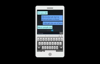 A mobile phone displaying a text chat
