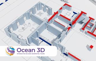 A 3D animated floorplan of a building