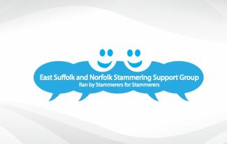 A logo saying 'East Suffolk & Norfolk Stammering Support Group. Ran by stammerers for stammerers'