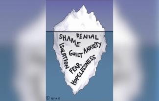 An illustrated iceberg with words written on it