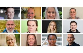 Twelve smiling faces, including seven women and five men